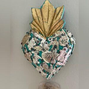 3 inch Teal and Gold Milagro  - Home Art